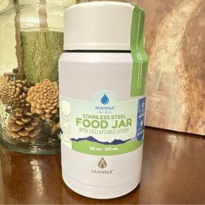 New-Manna Kids 20 Oz Leakproof Purple Stainless Steel Food Jar W/Collaps. Spoon